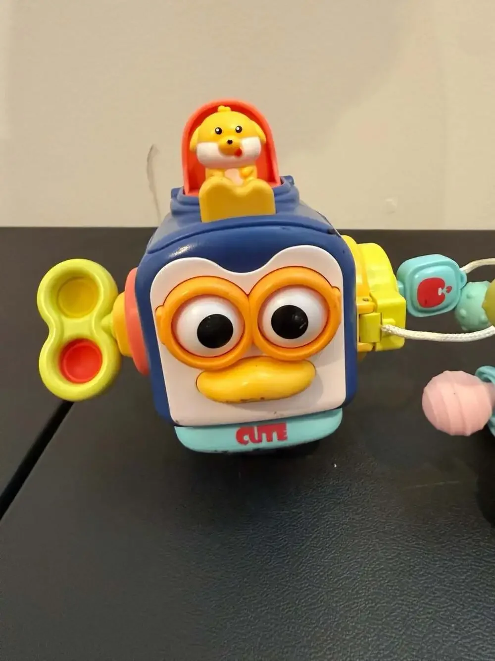 Toddler Sensory Montessori Toy Set with Penguin Activity Cube, Spiky Rattle Ball